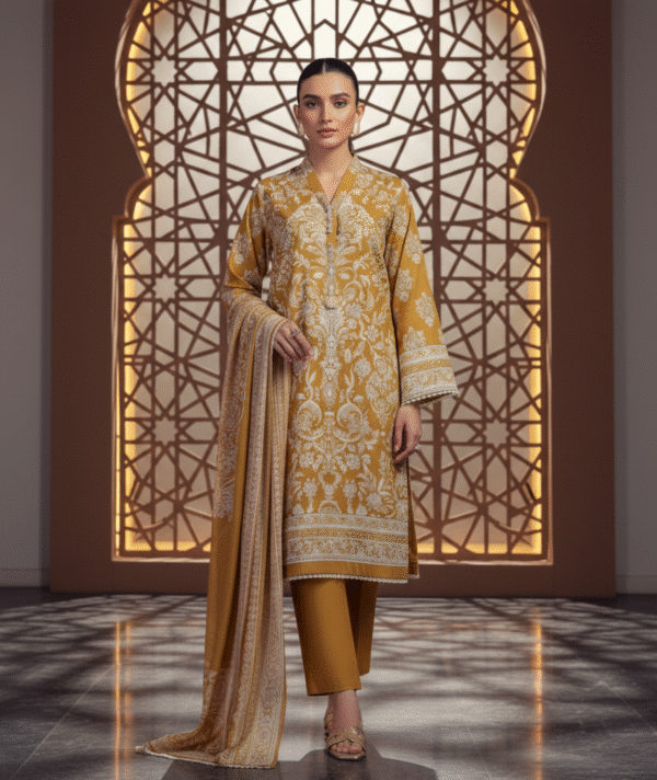 Baroque Summer Collection | Fine Quality Digital Lawn 3-Piece Suit with 4-Side Printed Lawn Dupatta