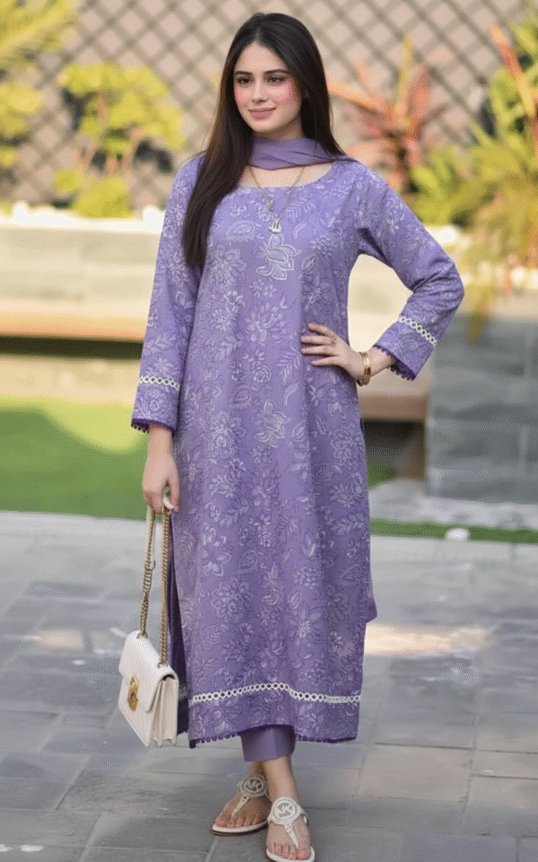 *2026 Eid Collection – Bareeze Summer 3 Pcs Luxury Lawn Suit with Heavy Embroidered Chiffon Dupatta | Same As Original*