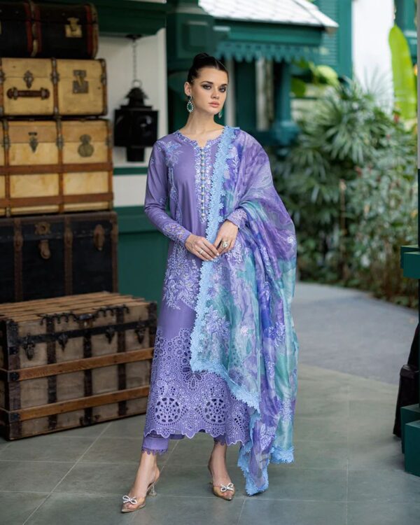 2K26 Summer Collection – Mushq Luxury Embroidered Lawn 3-Piece Suit with Indian Chiffon Dupatta