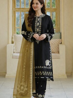 *2K26 Summer Collection – Zarashahjahan Inspired Luxury 3 Pcs Embroidered Lawn Suit with Emb Chiffon Dopatta*