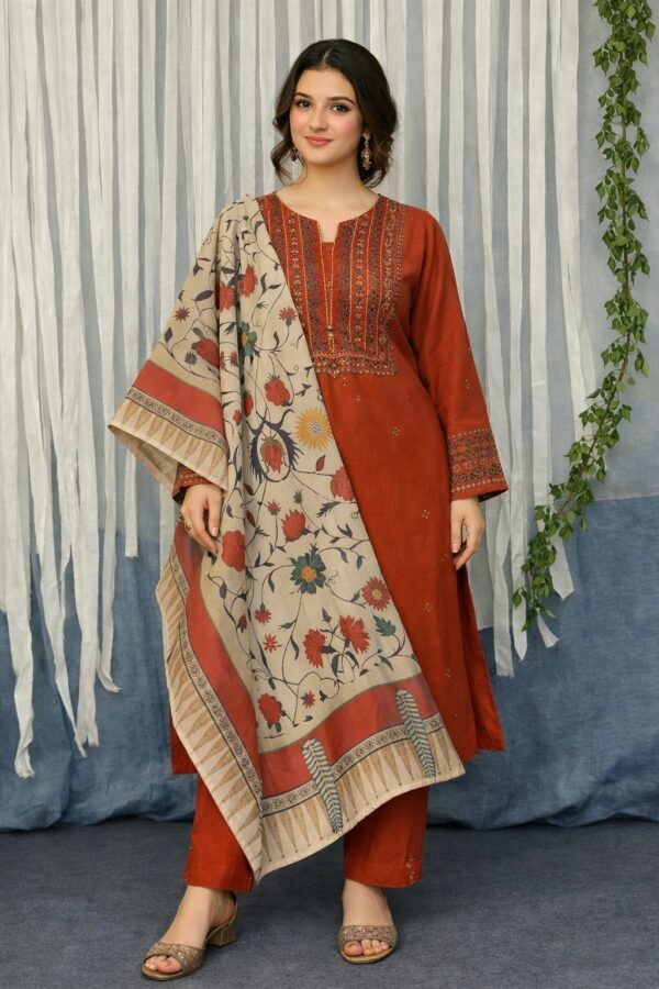 *2026 Summer Luxury Collection – Fine Quality 90/70 Lawn 3Pcs Suit with Printed Diamond Dupatta | Premium Embroidery Design*